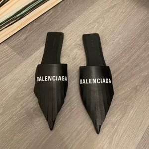Balenciaga Fringed Leather Mules